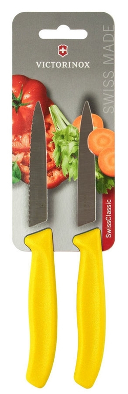 Набор Victorinox кухонный, 2 предмета, лезвие прямое и волнистое, желтый