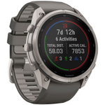 Garmin Fenix 9 PRO INREACH, 51 мм, SOLAR, Sapphire Titanium with Pebble Gray/Silver Gray Silicone Band