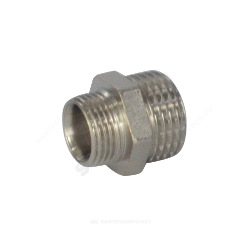 Ниппель латунь никель переходной Ду 25х20 (1"х3/4") НР RTP (РосТурПласт) 25109