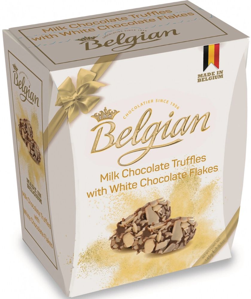 Шоколад Бельгиан Трюфели из Белого Шоколада в Хлопьях / The Belgian Milk Chocolate Flake Truffles with White Chocolate Flakes 145г