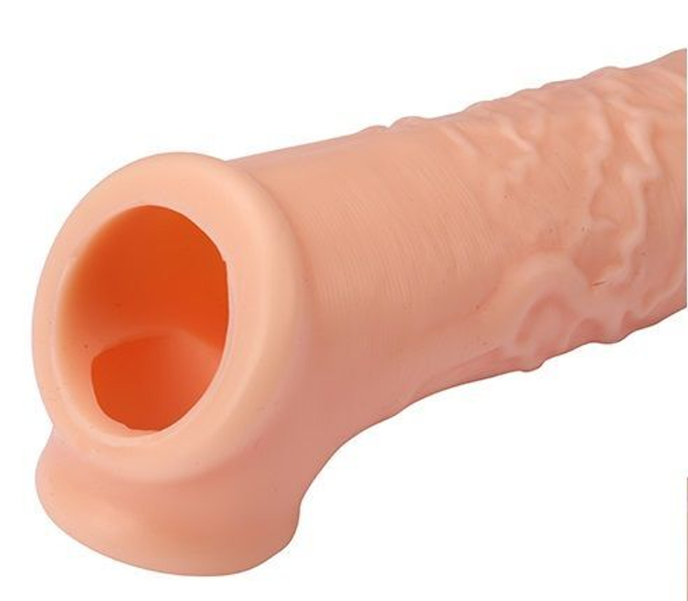 Телесная насадка EXTENDER WITH BALL STRAP 6.5 - 17 см. (Цвет: телесный)