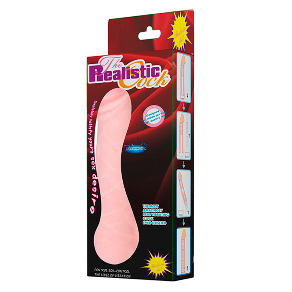 Телесный вибратор 24см с мошонкой и розовой головкой Baile The Realistic Cock BW-027005