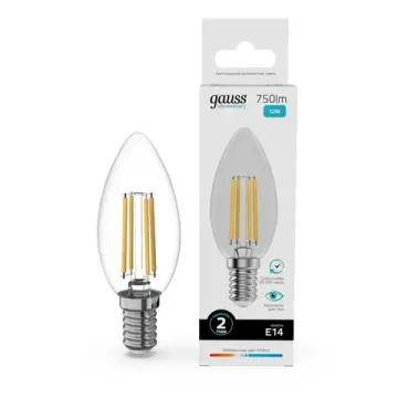 Лампа Свеча 12W 750lm 4100К Е14 LED 32122 Filament Elementary Gauss