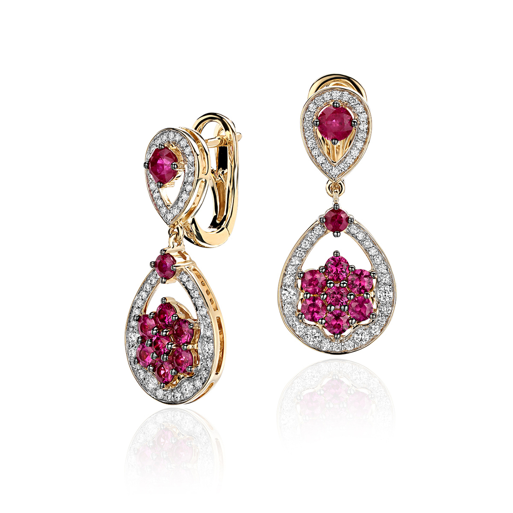 Серьги с бриллиантом  из желтого золота JA-S-312631-2