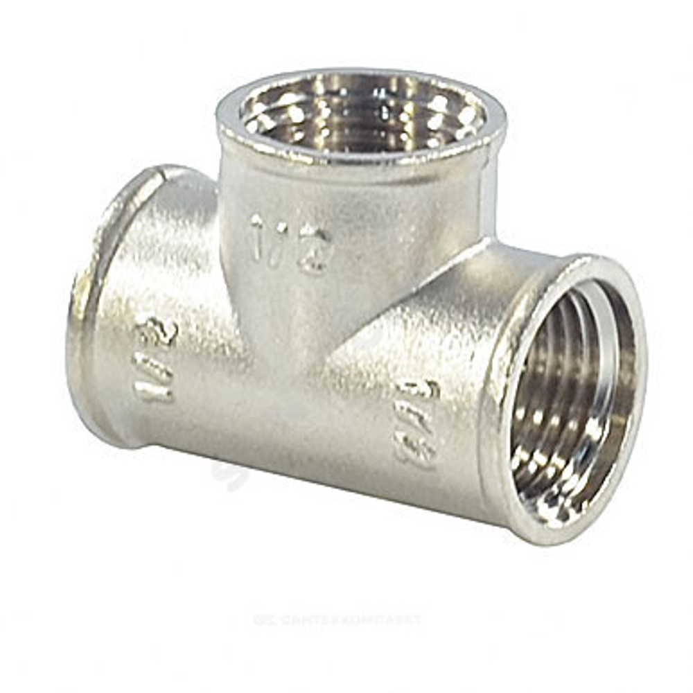 Тройник латунь никель Ду 20 (3/4") ВР/ВР VALFEX VF.130.N.034