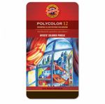 Карандаши цветные художественные 12 ЦВЕТОВ KOH-I-NOOR "Polycolor", 3,8 мм, металлическая коробка, 3822/12, 3822012002PL
