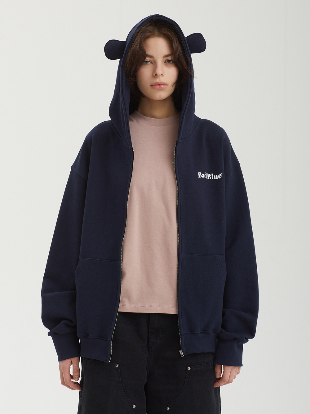 Женская Толстовка Bear Ear Zipup Crop Babyblue