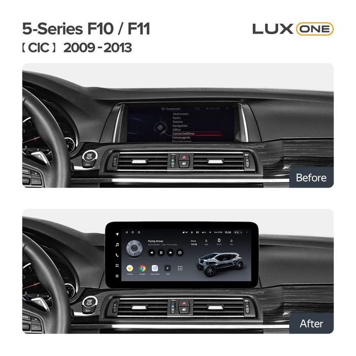Магнитола для BMW 5 F10 2010-2013 CIC - Teyes LUX ONE ROUND монитор 12.3" 2K QLED на Android 10, Быстрая, CarPlay, 4G SIM-слот