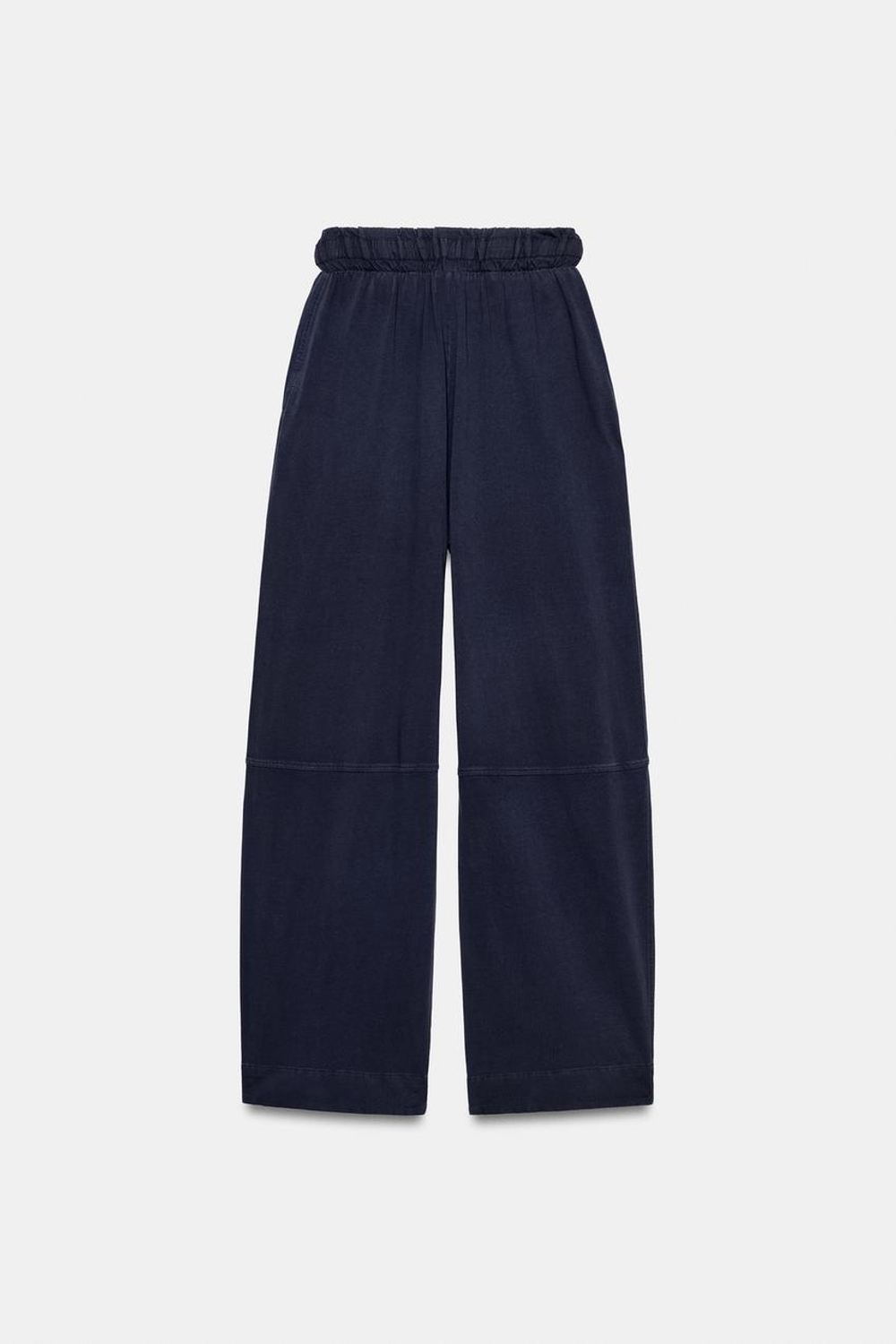 ZARA ХЛОПКОВЫЕ БРЮКИ BALLOON, СИНИЙ