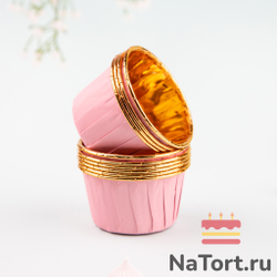 Формы бумажные с ламинацией «Маффин» 50х40 мм (Золото + розовый) 50 шт