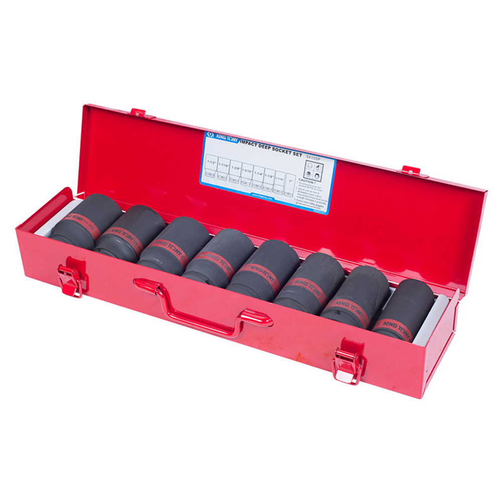 Набор ударных глубоких торцевых головок 3/4", шестигранные, 1"-1&1/2", 8 предметов KING TONY 6410SP