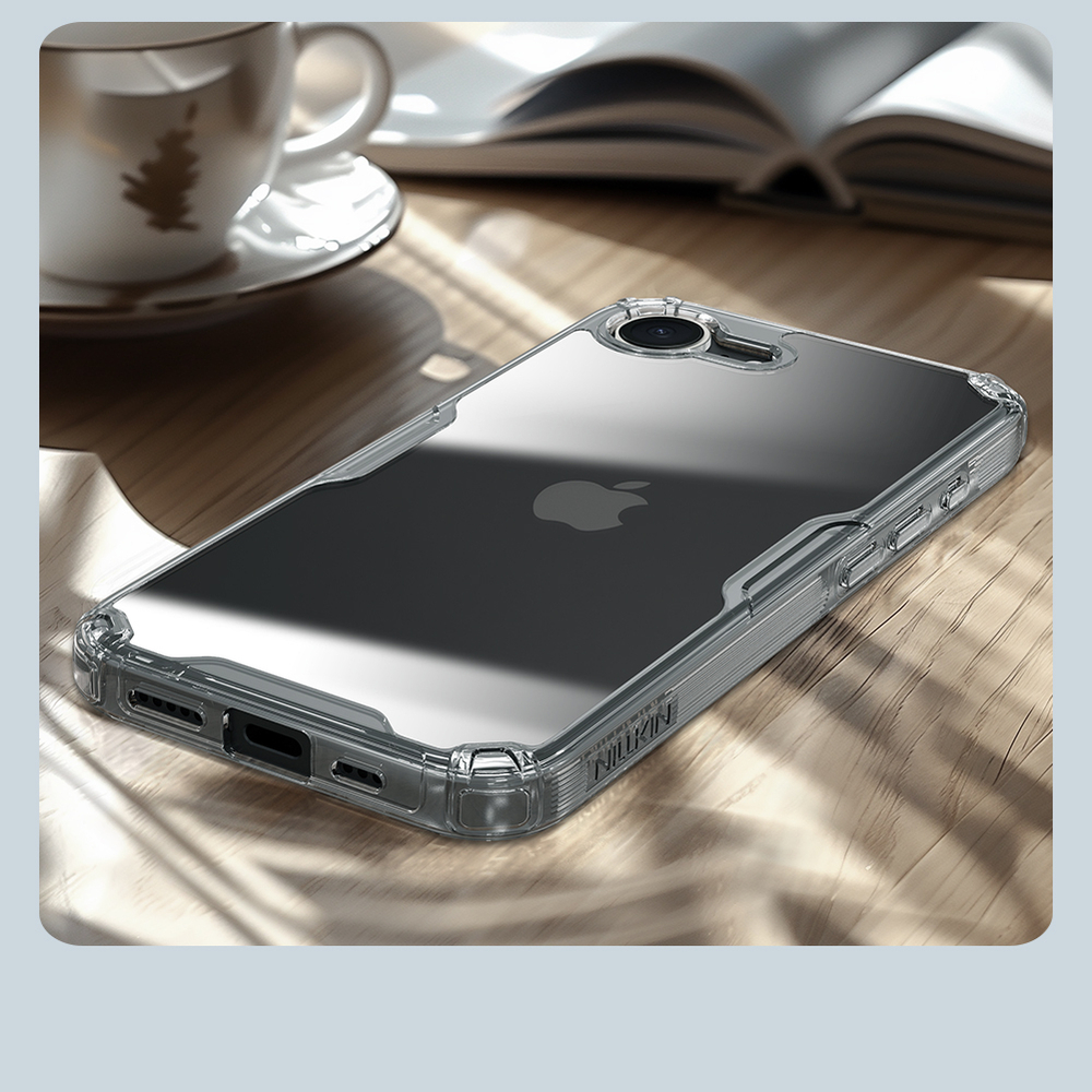 Прозрачный усиленный чехол от Nillkin для iPhone 16e и iPhone 17e, серия Nature TPU Pro Case
