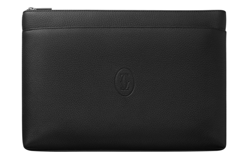 CARTIER Must De Cartier Zip Closure Calfskin Clutch Briefcase Men"s