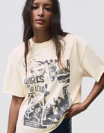 Женская футболка с эффектом стирки и принтом - BERSHKA