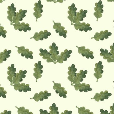 Buy forest fabric watercolor oak leaves green white