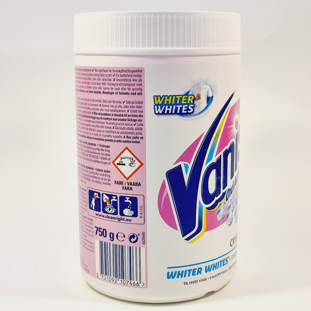 Пятновыводитель Vanish Crystal White для белого белья 750 г (Из Финляндии)