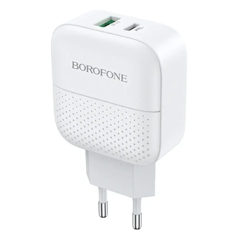 Зарядное устройство Borofone BA46A PD18W+QC3.0 3A Type-C+USB White
