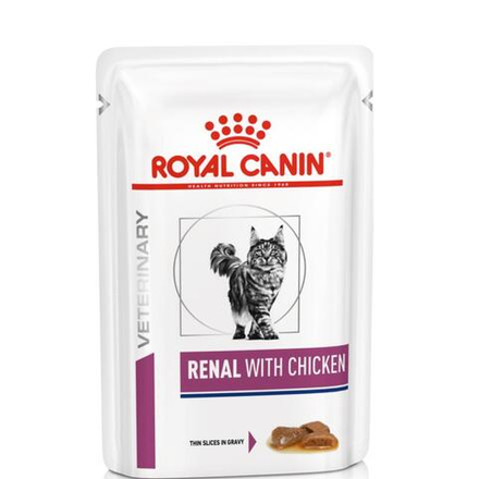Корм для кошек с проблемами почек, кусочки в соусе с Курицей Royal Canin RENAL