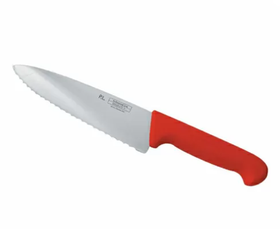 Нож PRO-Line поварской 20 см, красная пластиковая ручка, волнистое лезвие, P.L. Proff Cuisine
