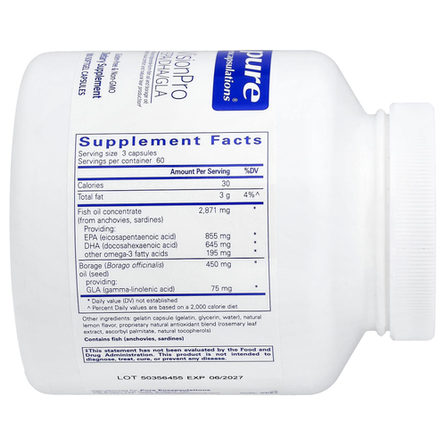 Pure Encapsulations, VisionPro EPA DHA GLA, 180 Softgel Capsules