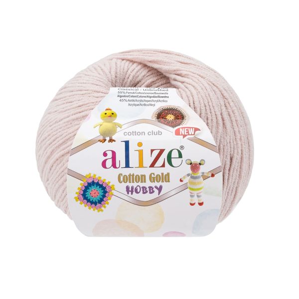 Пряжа Alize (Ализе) Cotton Gold Hobby New / уп.10 мот. по 50 г, 165 м, 382 телесный