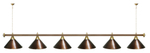 Лампа STARTBILLIARDS 6 пл. (плафоны зеленые,штанга золотая,фурнитура золото)