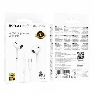 Проводные наушники на Type-C Borofone BM100 Max (white)