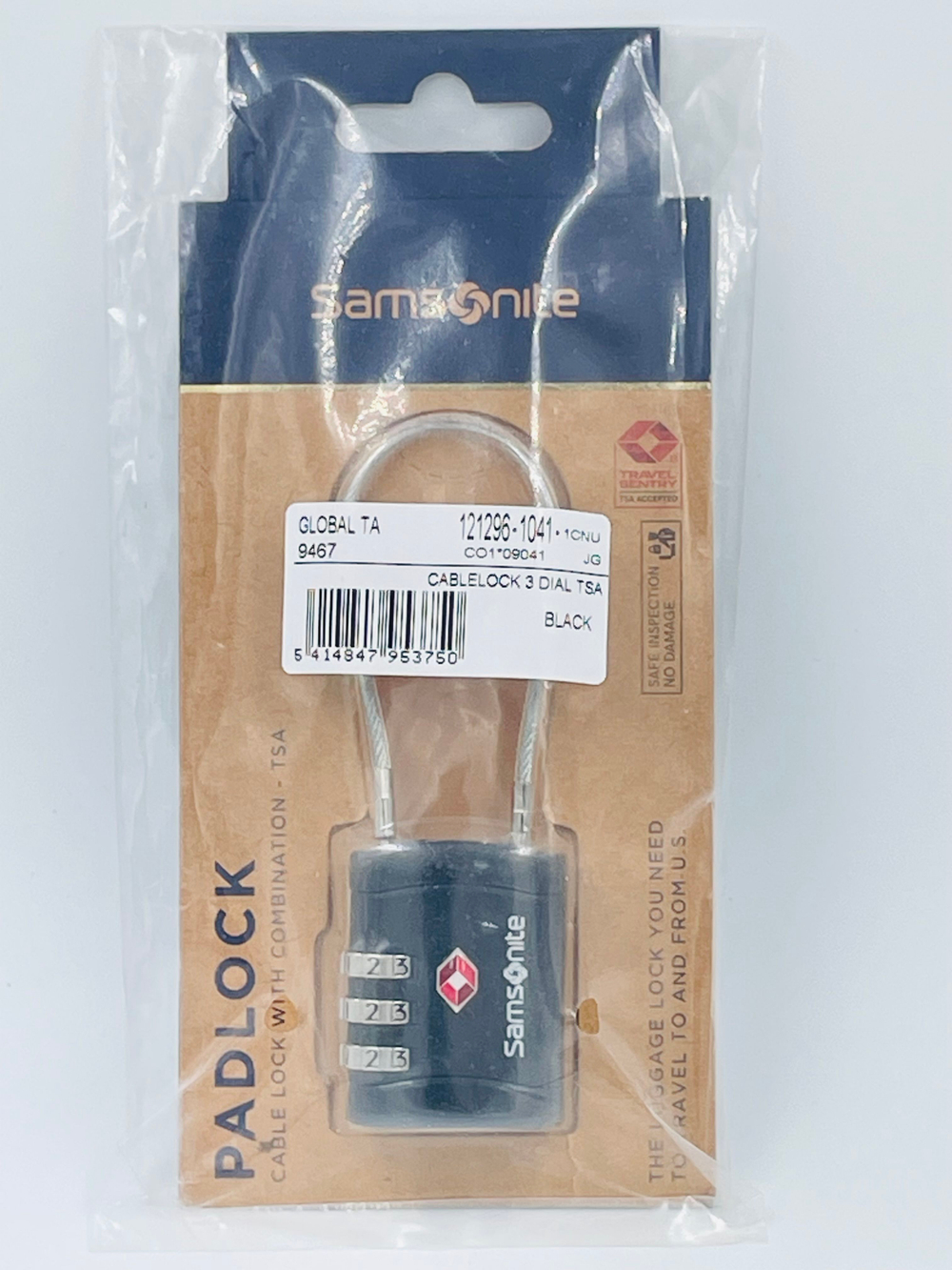 Samsonite Багажный замок-тросик кодовый Cablelock 3Dial TSA, Черный, 1 шт