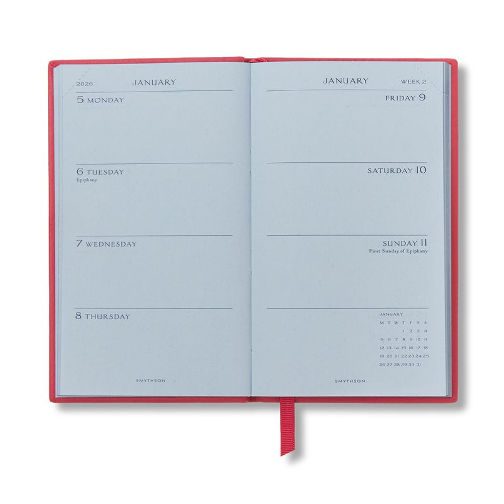 Smythson Ежедневник-блокнот 2026 Panama Weekly Diary, Nile Blue