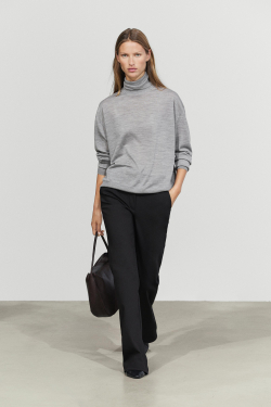 Massimo Dutti Свитер из 100% шерсти с высоким воротником, серый