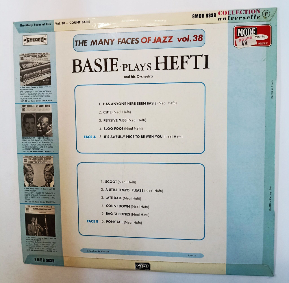 Винтажная виниловая пластинка LP Count Basie And His Orchestra Basie Plays Hefti (France)