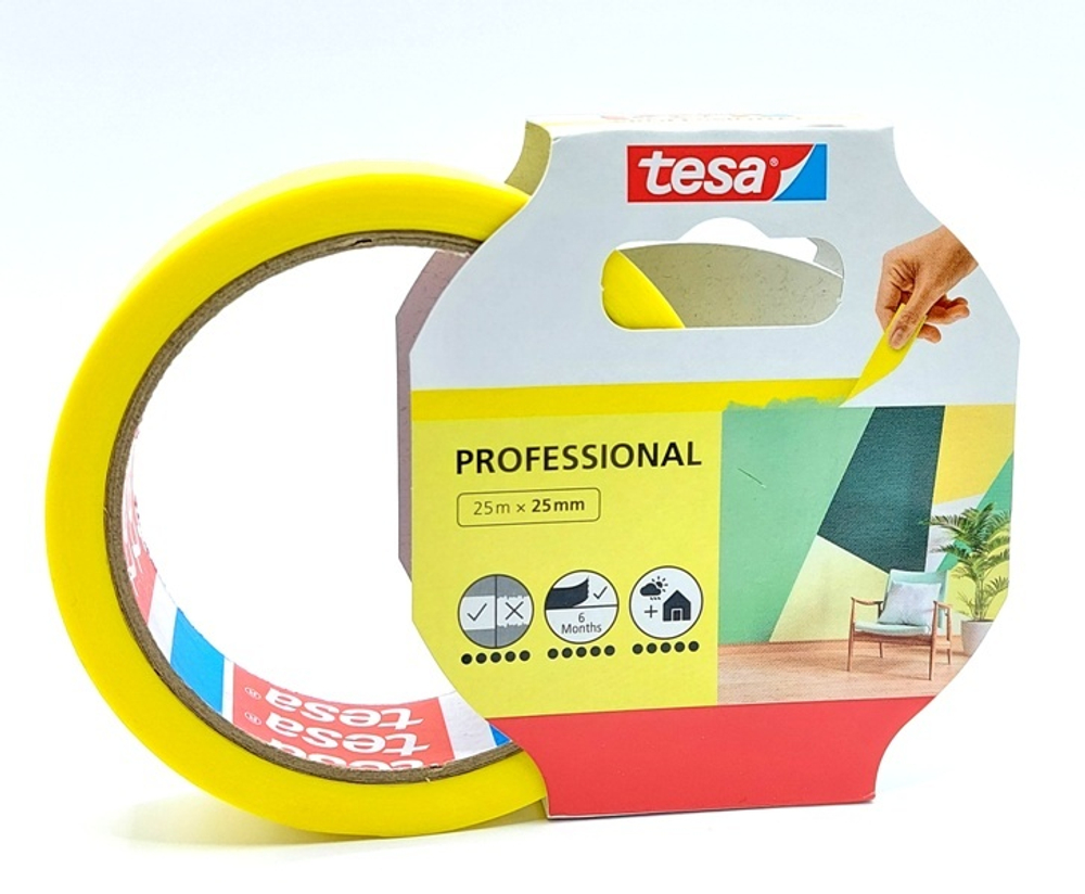 Малярная лента для чётких линий окраски tesa® 56270, 25мХ25мм, жёлтая