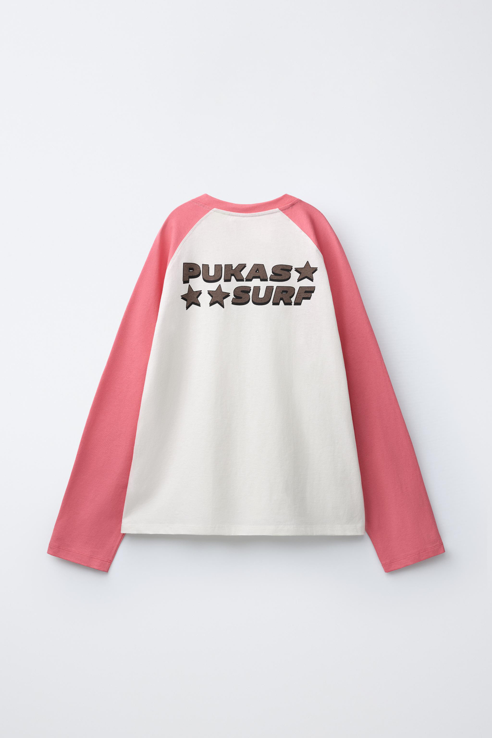 ZARA X PUKAS ФУТБОЛКА С РУКАВАМИ РЕГЛАН PUKAS SURF, РОЗОВЫЙ/БЕЛЫЙ