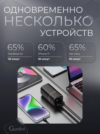 Внешний аккумулятор Gurdini Cube Power 70W GBP-07B 20000 mAh черный