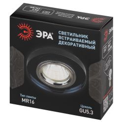 Светильник встраиваемый декоративный ЭРА DK7 CH/BK под лампу MR16 GU5.3 черный/хром | Декоративные встраиваемые светильники
