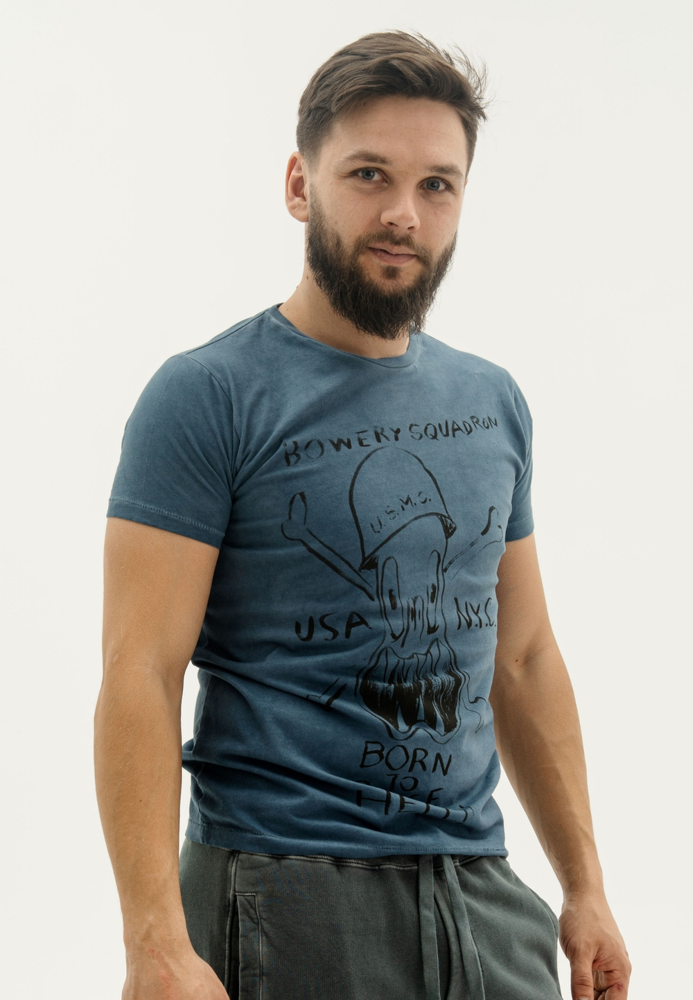 Футболка Bowery NYC "Squadron" Vintage Fade Ocean Blue