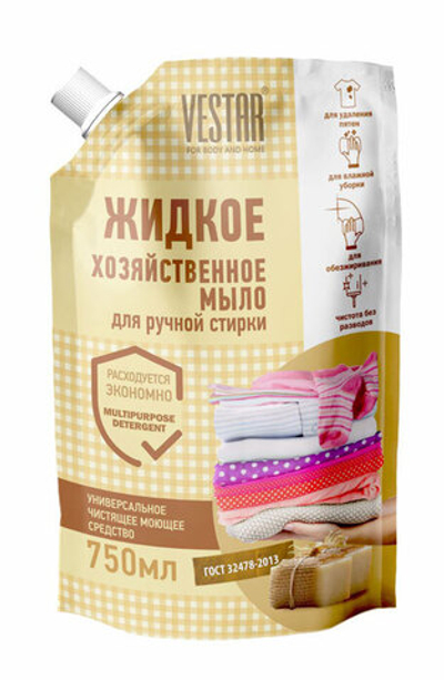 Мыло жидкое Vestar Хозяйственное для ручной стирки дой-пак 0,75 л