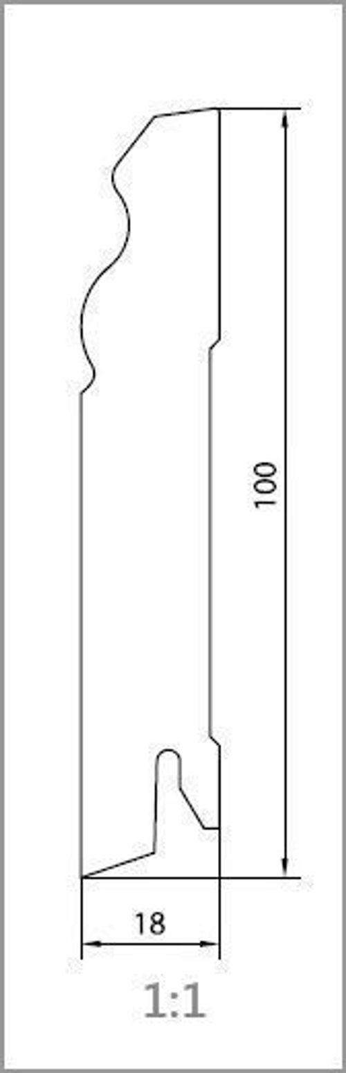 Плинтус белый MDF высокий 100/18/2400 мм.