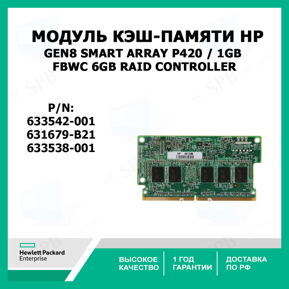 Модуль Кэш-памяти HP 633542-001 Gen8 Smart Array P420 / 1GB FBWC 6Gb Raid Controller 610674-001