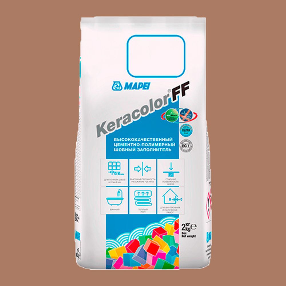 Затирка швов цементная Mapei Keracolor FF №142 Коричневый 2кг