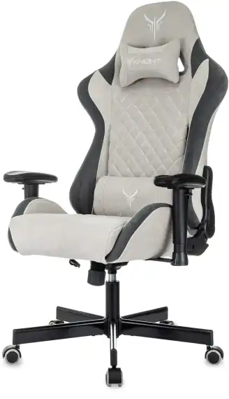 Кресло игровое Knight Regal Fabric светло-серый/серый искусственная замша с подголов. крестов. металл
