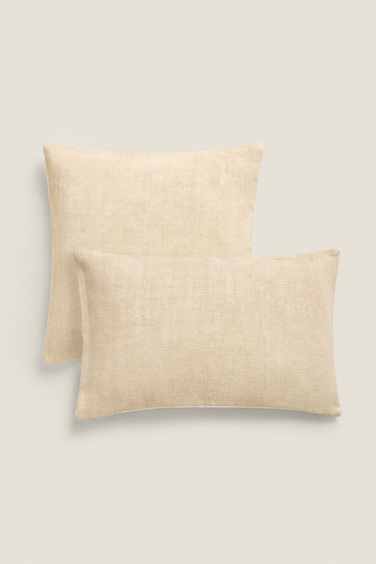 ZARA HOME ДВУХЦВЕТНЫЙ ЧЕХОЛ НА ПОДУШКУ, ЭКРЮ