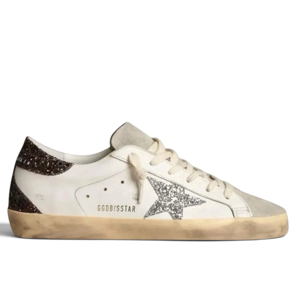 Women’s Super-Star with silver star and brown glitter heel tab