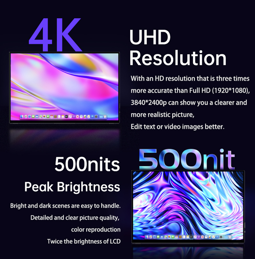 16" Портативный монитор VCHANCE 4K OLED 3840x2400, 60 Гц