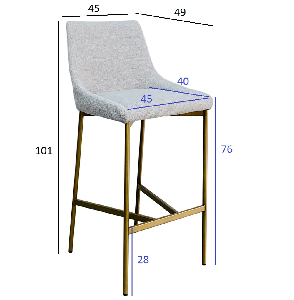 Стул Garda Decor барный белый+бронза 45*49*101 см