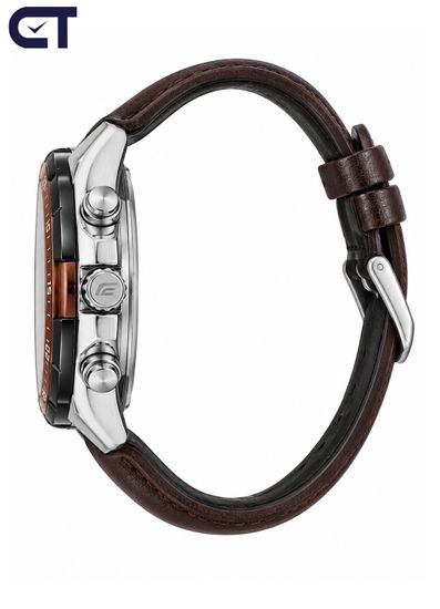CASIO EFR-539L-5AVUDF EDIFICE мужские наручные часы — хронограф на кожаном ремешке с коричневым циферблатом