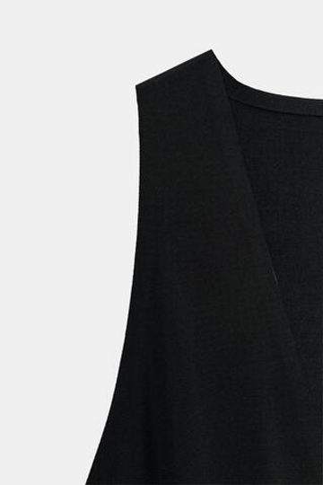 ZARA БОДИ С V-ОБРАЗНЫМ ВЫРЕЗОМ, ЧЕРНЫЙ