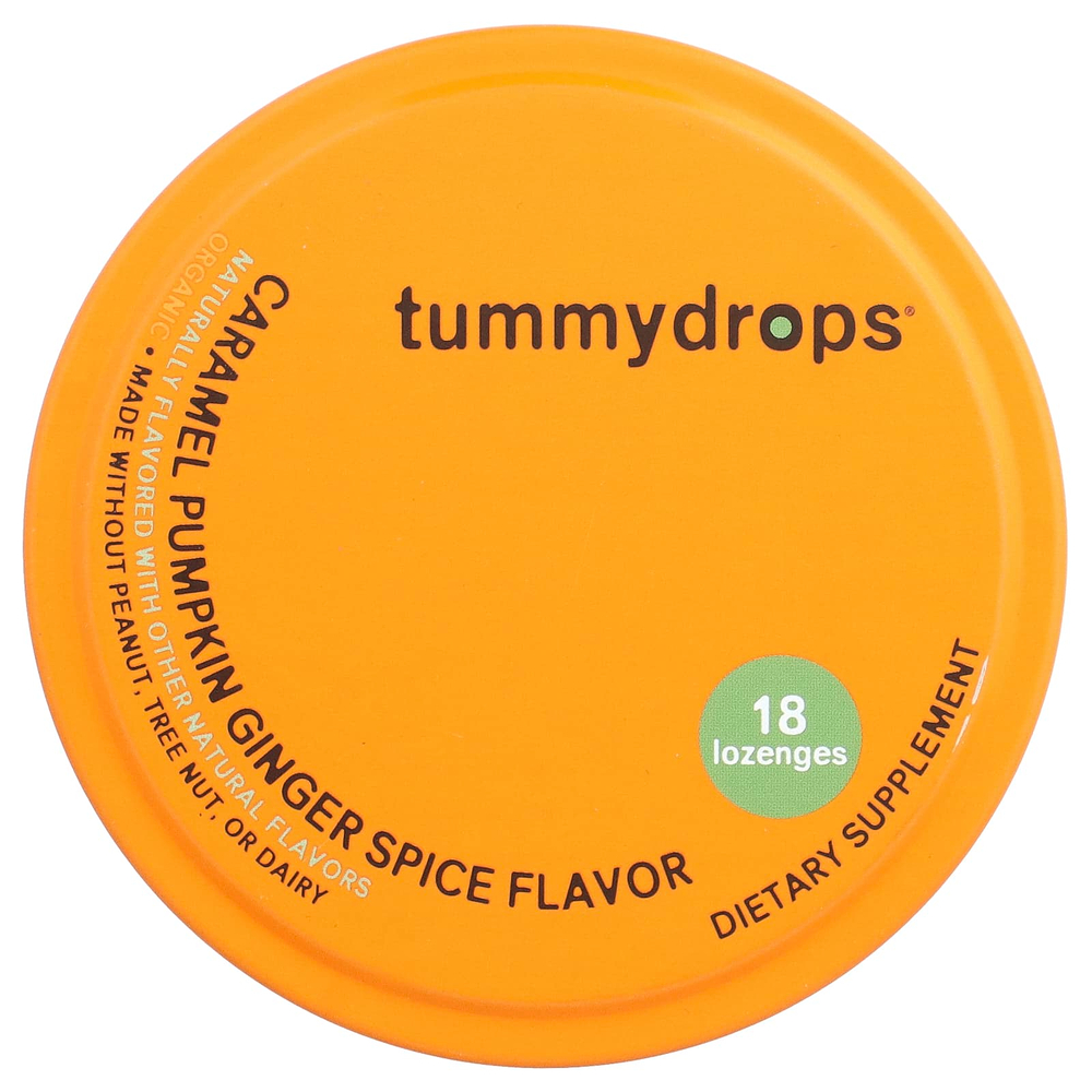 Tummydrops, Organic Drops, карамель, тыква и имбирь, 18 пастилок