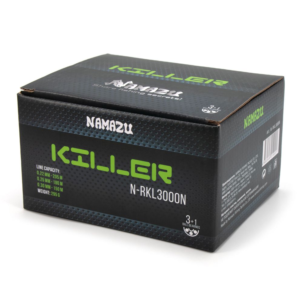 Катушка безынерционная Namazu PRO Killer NEW KL3000, 3+1 подш., метал. шпуля/20/
