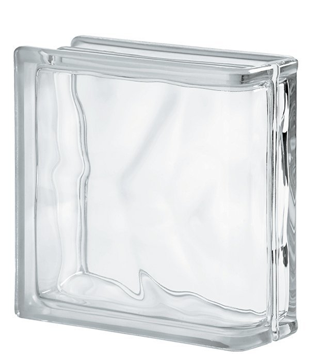 купить Купить Торцевой стеклоблок бесцветный волна Vitrablok  19x19x8